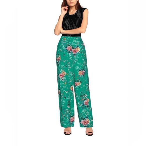 NAF NAF green floral  pants - Picture 1 of 4